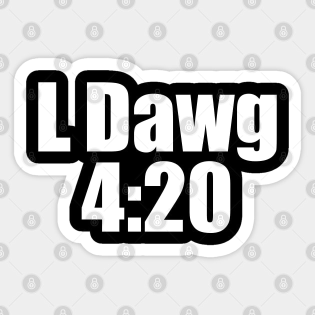 L Dawg 4:20 Sticker by halfkaypodcast